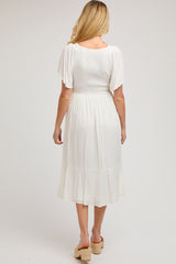 Ivory Smocked Ruffle Maternity Dress