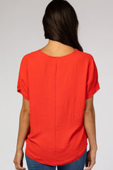 Red V-Neck Blouse