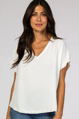 White V-Neck Maternity Blouse