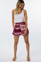 Purple Tie Dye Fringe Hem Shorts