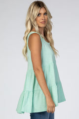 Mint Green Tiered Button Accent Tank Top