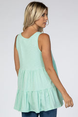 Mint Green Tiered Button Accent Tank Top