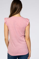 Pink Ruffle Sleeve Maternity Tank Top