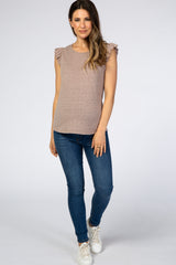 Mocha Ruffle Sleeve Maternity Tank Top