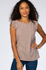 Mocha Ruffle Sleeve Maternity Tank Top