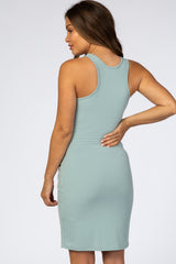 Mint Ribbed Sleeveless Maternity Dress