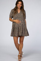 Black Floral Baby Doll Maternity Mini Dress