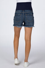 Navy Dark Wash Maternity Shorts