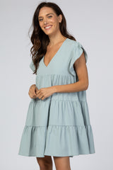 Light Olive Tiered Ruffle Dress