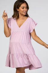 Light Pink Tiered Ruffle Maternity Dress