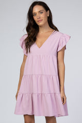 Light Pink Tiered Ruffle Dress