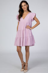 Light Pink Tiered Ruffle Maternity Dress