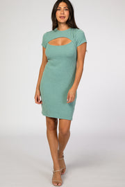 Mint Ribbed Cutout Fitted Dress