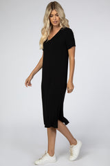 Black Side Slit Midi Dress