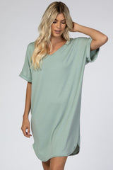 Mint Green Rolled Cuff Dress