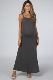 Charcoal Square Neck Maternity Maxi Dress