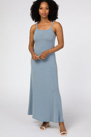 Blue Square Neck Maxi Dress