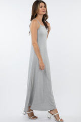 Heather Grey Square Neck Maxi Dress