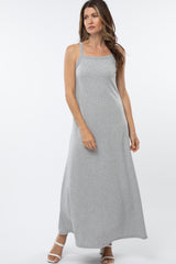 Heather Grey Square Neck Maxi Dress