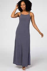 Navy Blue Square Neck Maternity Maxi Dress