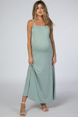 Mint Green Square Neck Maternity Maxi Dress