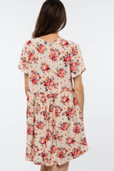 Taupe Floral Babydoll Dress