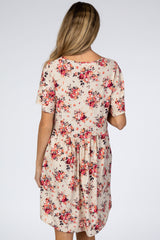 Taupe Floral Babydoll Maternity Dress