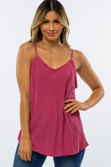 Mauve Fringe V-Neck Maternity Top