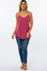 Mauve Fringe V-Neck Maternity Top