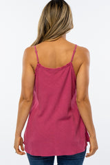 Mauve Fringe V-Neck Maternity Top