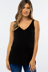 Black V-Neck Maternity Sweater Tank Top