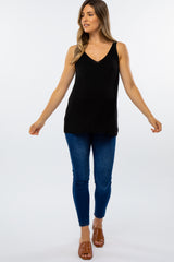 Black V-Neck Maternity Sweater Tank Top