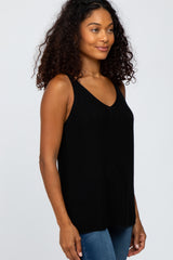 Black V-Neck Sweater Tank Top