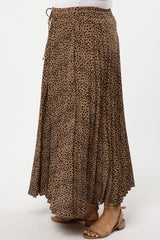 Taupe Animal Print Pleated Maternity Maxi Skirt