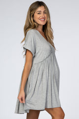 Heather Grey Ruffle Accent Maternity Dress