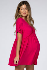 Fuchsia Ruffle Accent Maternity Dress