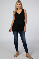 Black Tiered Sleeveless Maternity Top