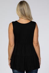 Black Tiered Sleeveless Maternity Top