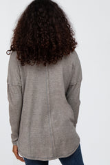 Grey Waffle Knit Long Sleeve Top