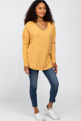 Mustard Waffle Knit Long Sleeve Top