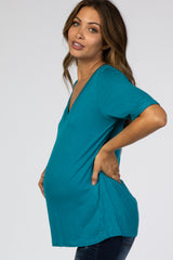 Teal V-Neck Maternity T-Shirt Top