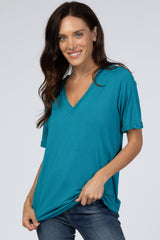 Teal V-Neck Maternity T-Shirt Top