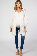 Ivory Floral Swiss Dot Ruffle Hem Maternity Cover Up