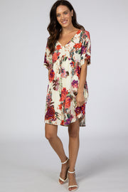 Ivory Floral Short Sleeve Dress