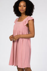 Pink Flutter Sleeve Dress