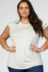 Heather Grey Ruffle Short Sleeve Maternity Plus Top