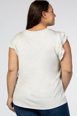 Heather Grey Ruffle Short Sleeve Plus Top