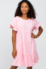 Pink Swiss Dot Tiered Dress