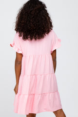 Pink Swiss Dot Tiered Dress