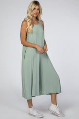 Light Mint Basic Cropped Wide Leg Jumpsuit